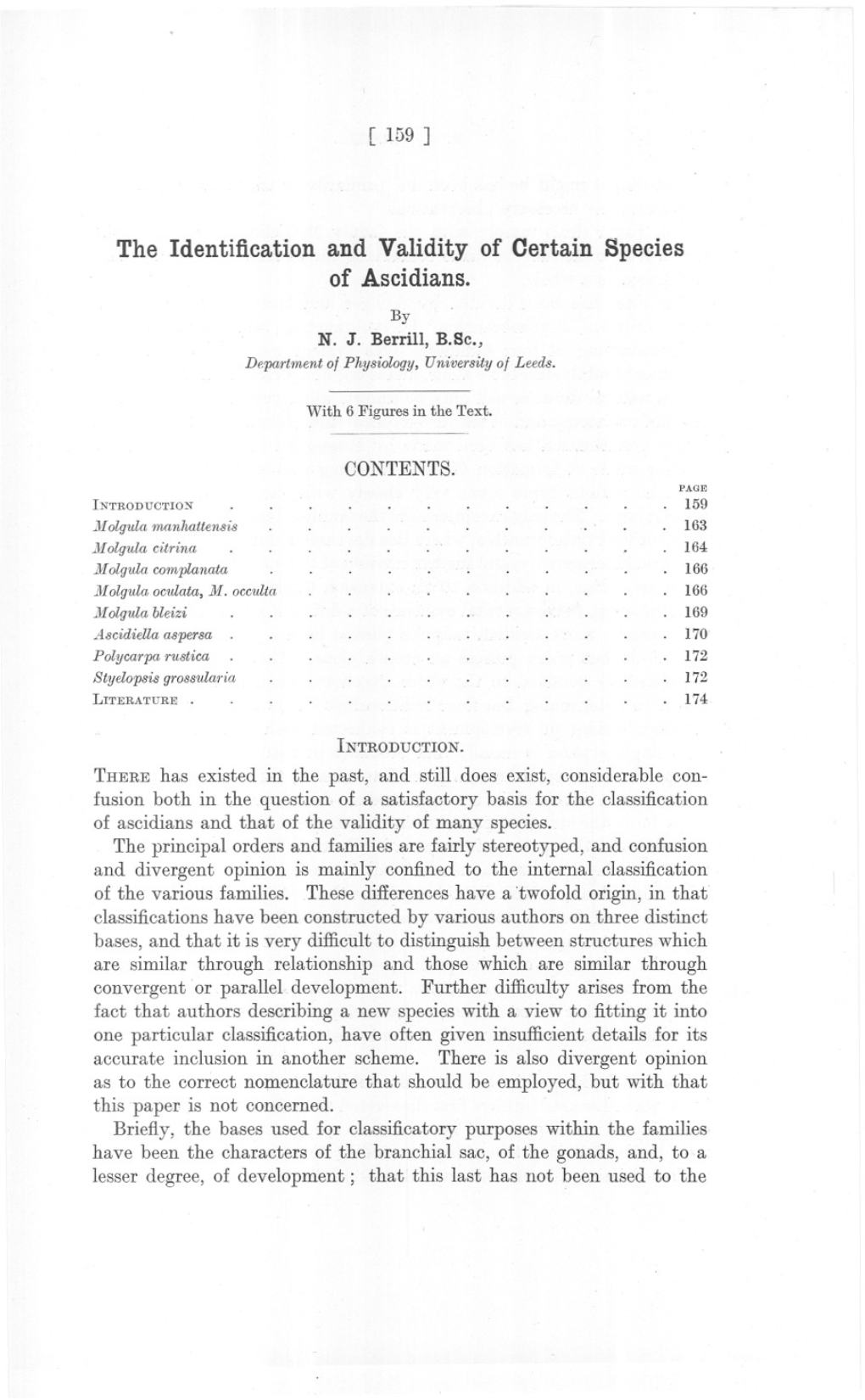 The Identification and Validity of Certain Species of Ascidians