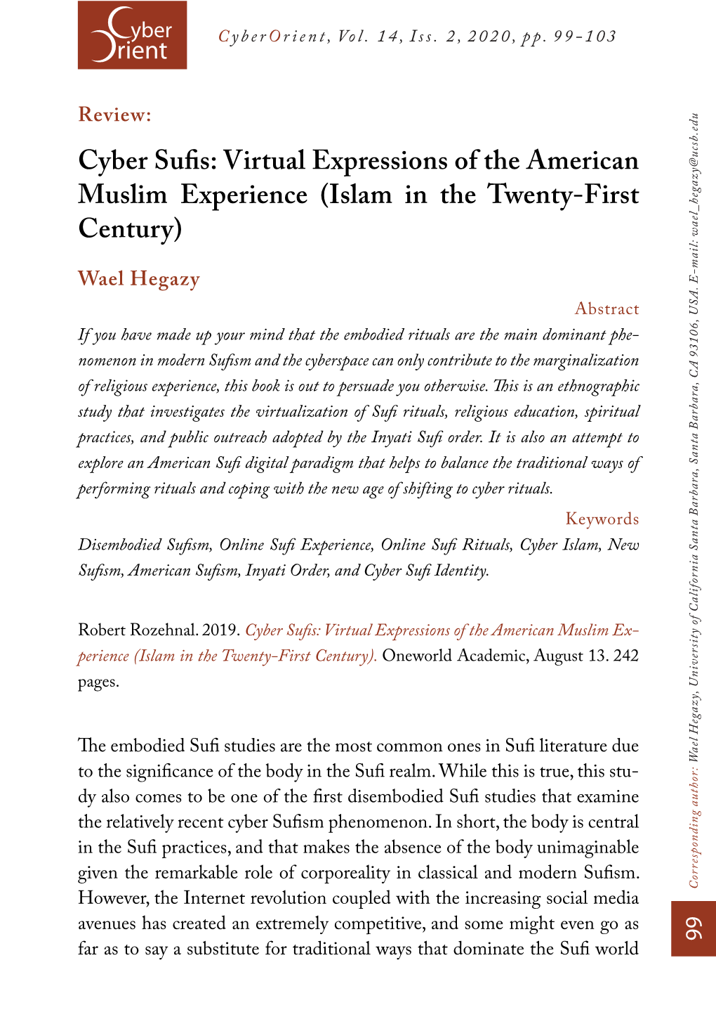 Cyber Sufis: Virtual Expressions of the American Muslim Experience