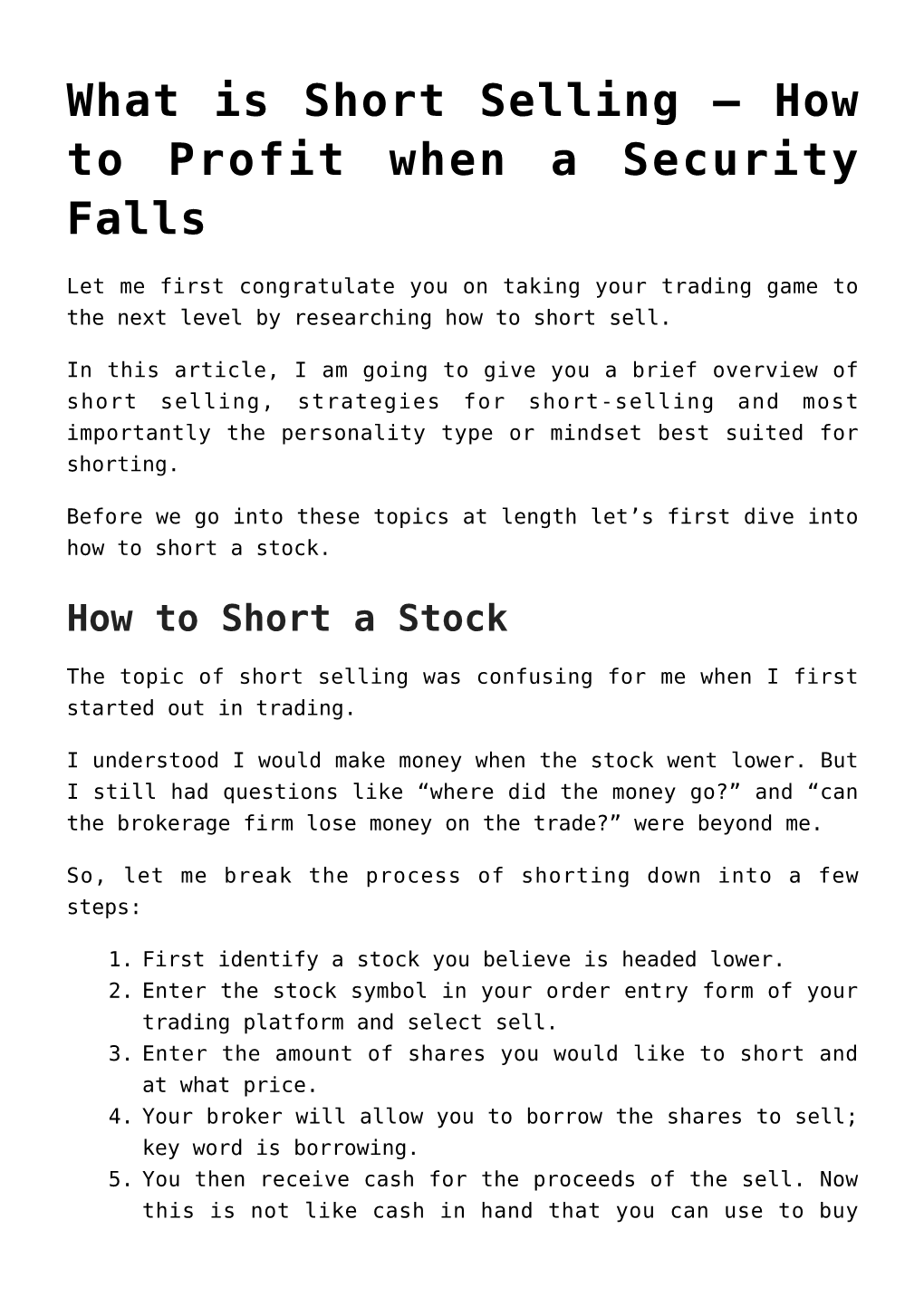 What Is Short Selling – How to Profit When a Security