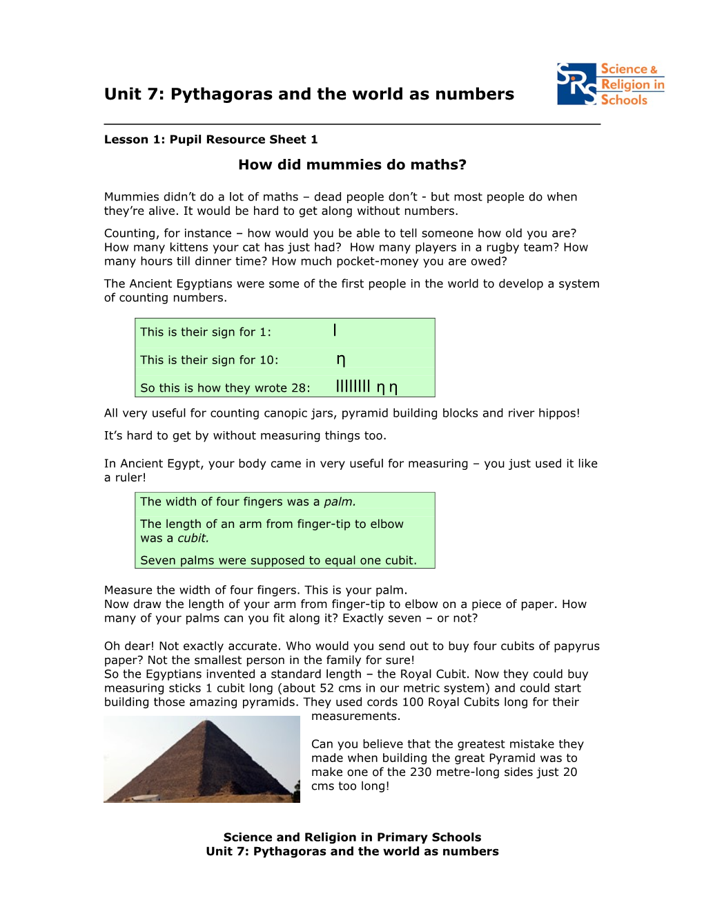 Unit 7 End of Unit Activity