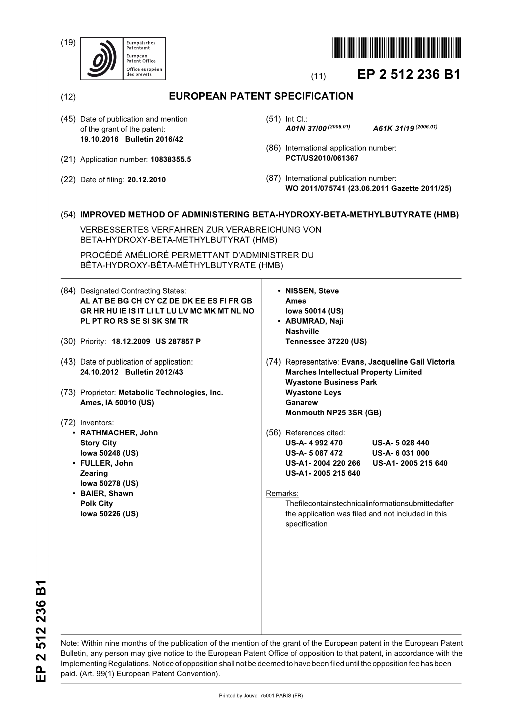 Improved Method of Administering Beta-Hydroxy