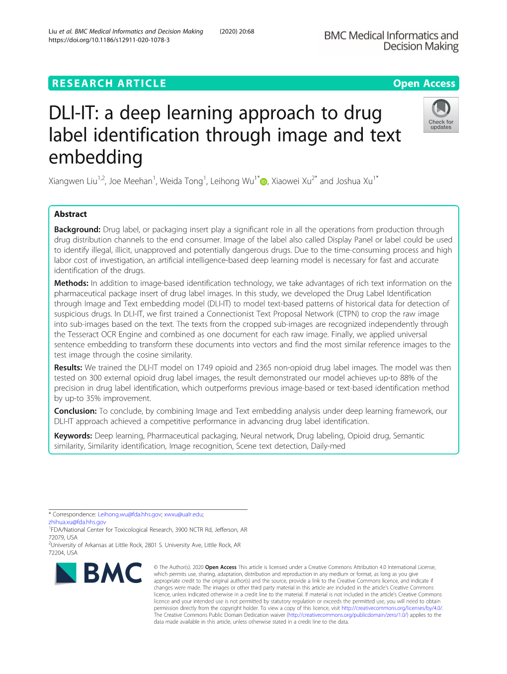 DLI-IT: a Deep Learning Approach to Drug Label Identification Through