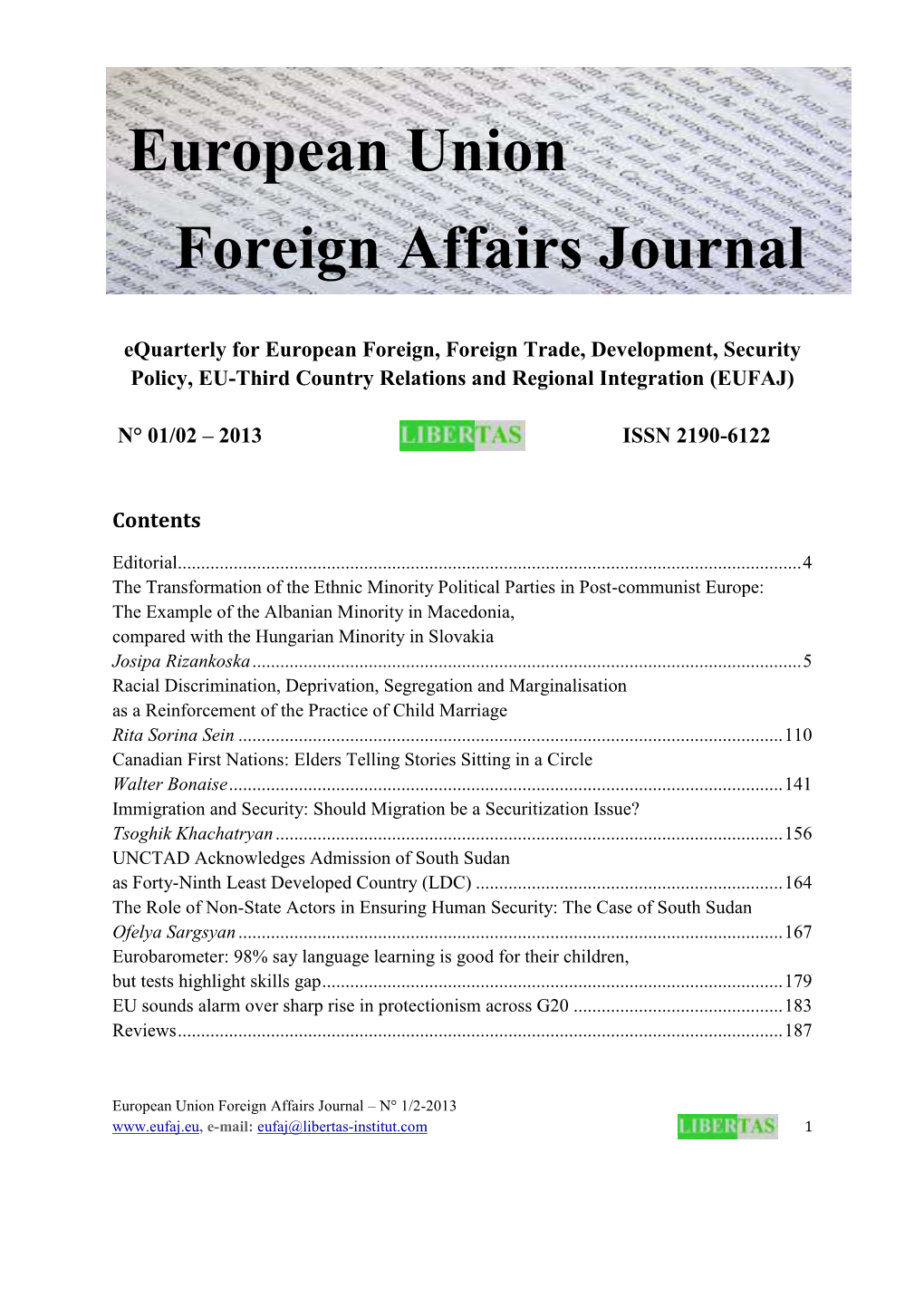 European Union Foreign Affairs Journal