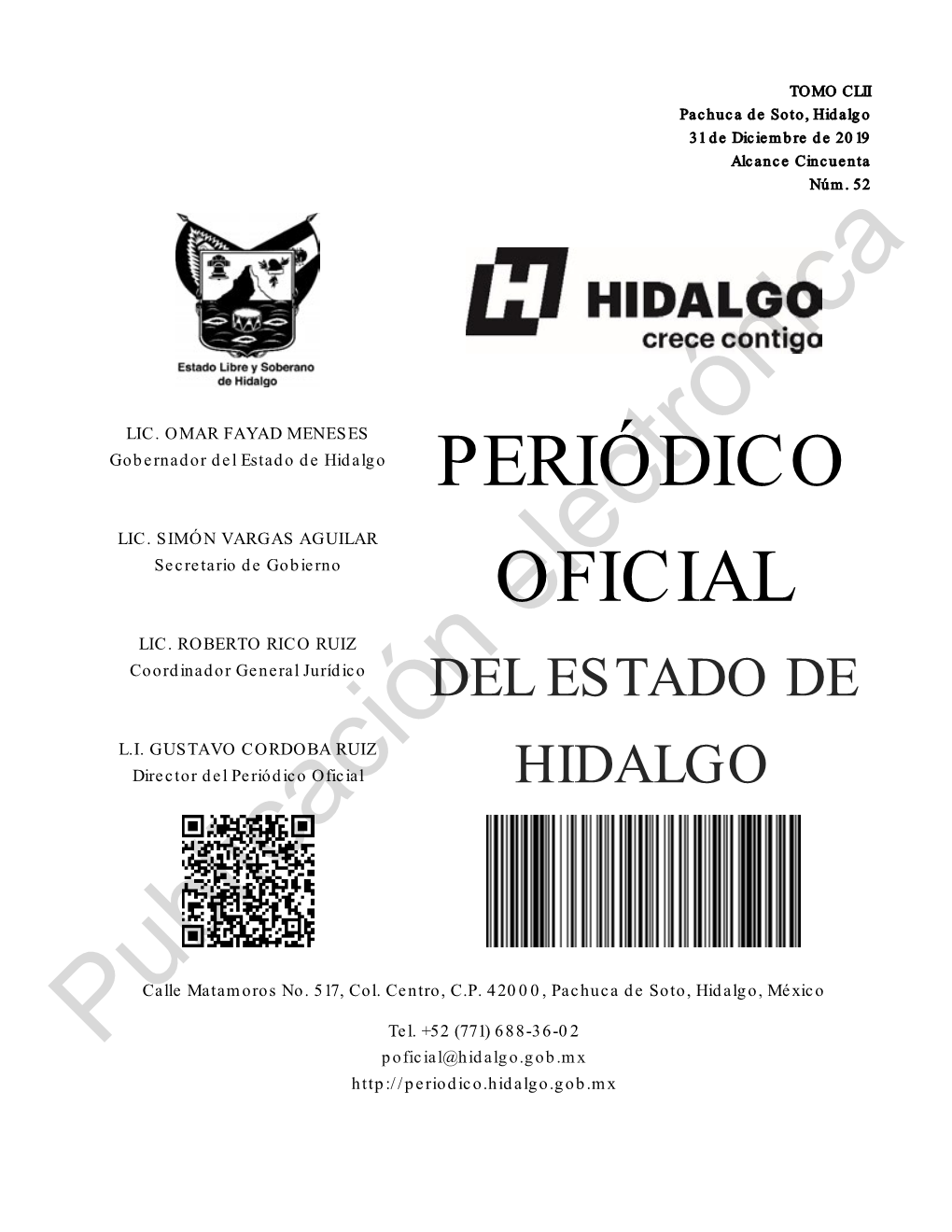 Periódico Oficial HIDALGO