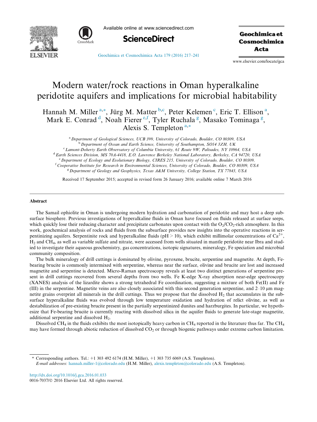 Modern Water/Rock Reactions in Oman Hyperalkaline Peridotite Aquifers and Implications for Microbial Habitability