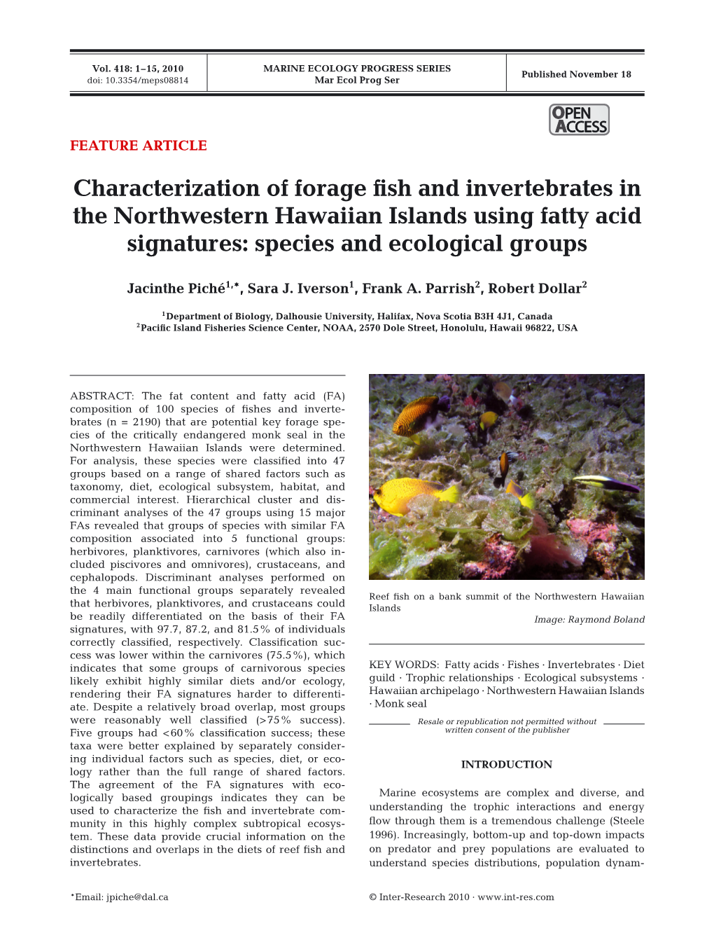 Marine Ecology Progress Series 418:1