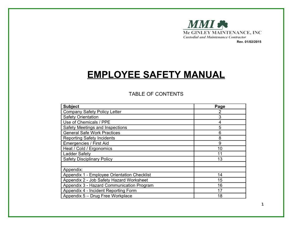 Employee Safety Manual