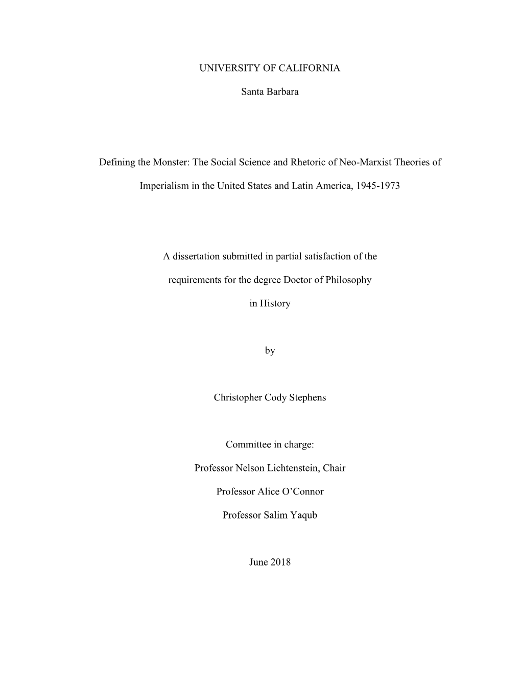 UC Santa Barbara Dissertation Template