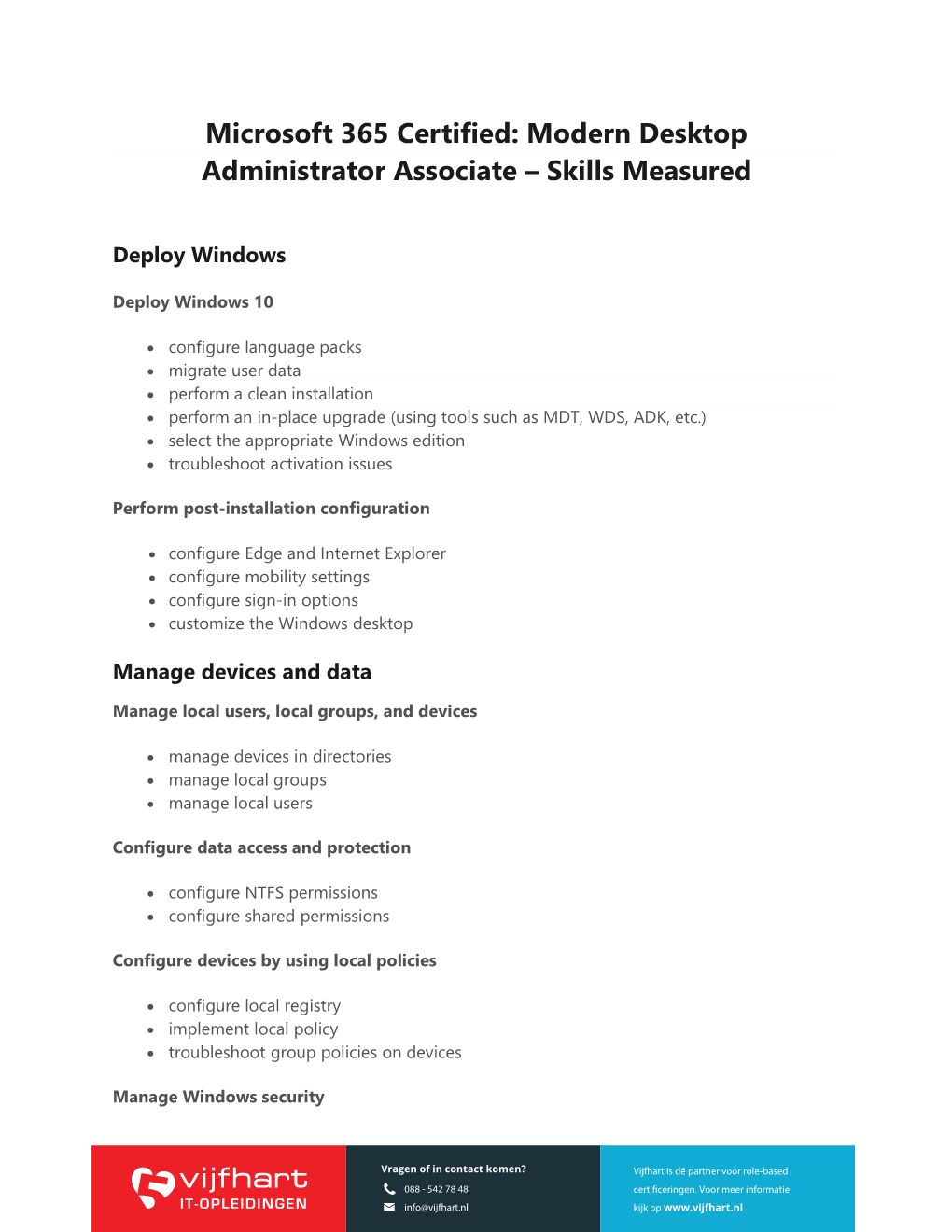 Microsoft 365 Certified Modern Desktop Administrator Associate Skills