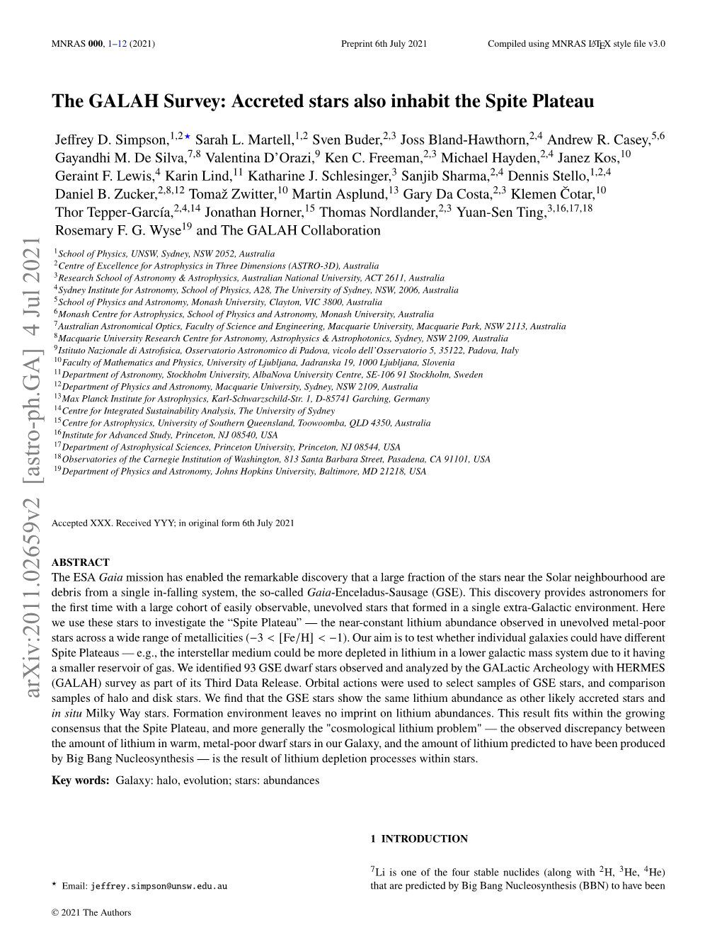 Arxiv:2011.02659V2 [Astro-Ph.GA] 4 Jul 2021 Samples of Halo and Disk Stars