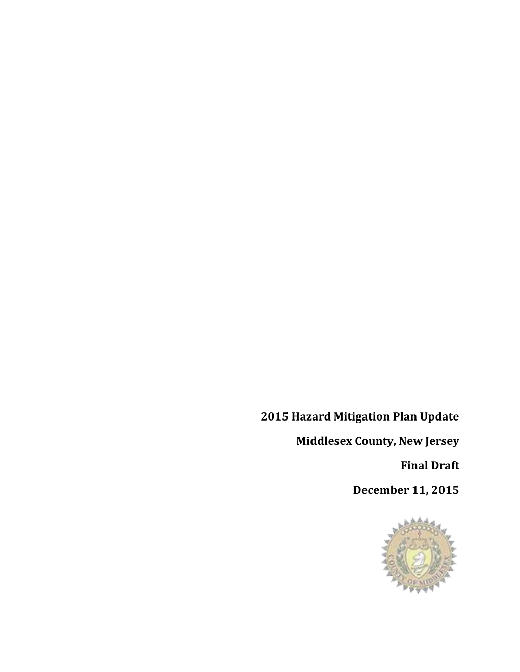 2015 Hazard Mitigation Plan Update Middlesex County, New Jersey