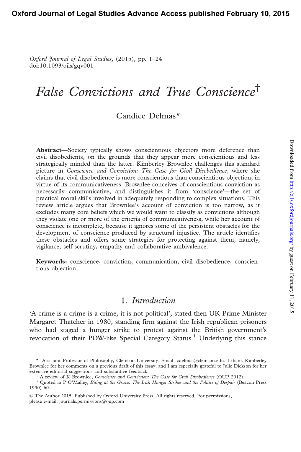 False Convictions and True Conscience†