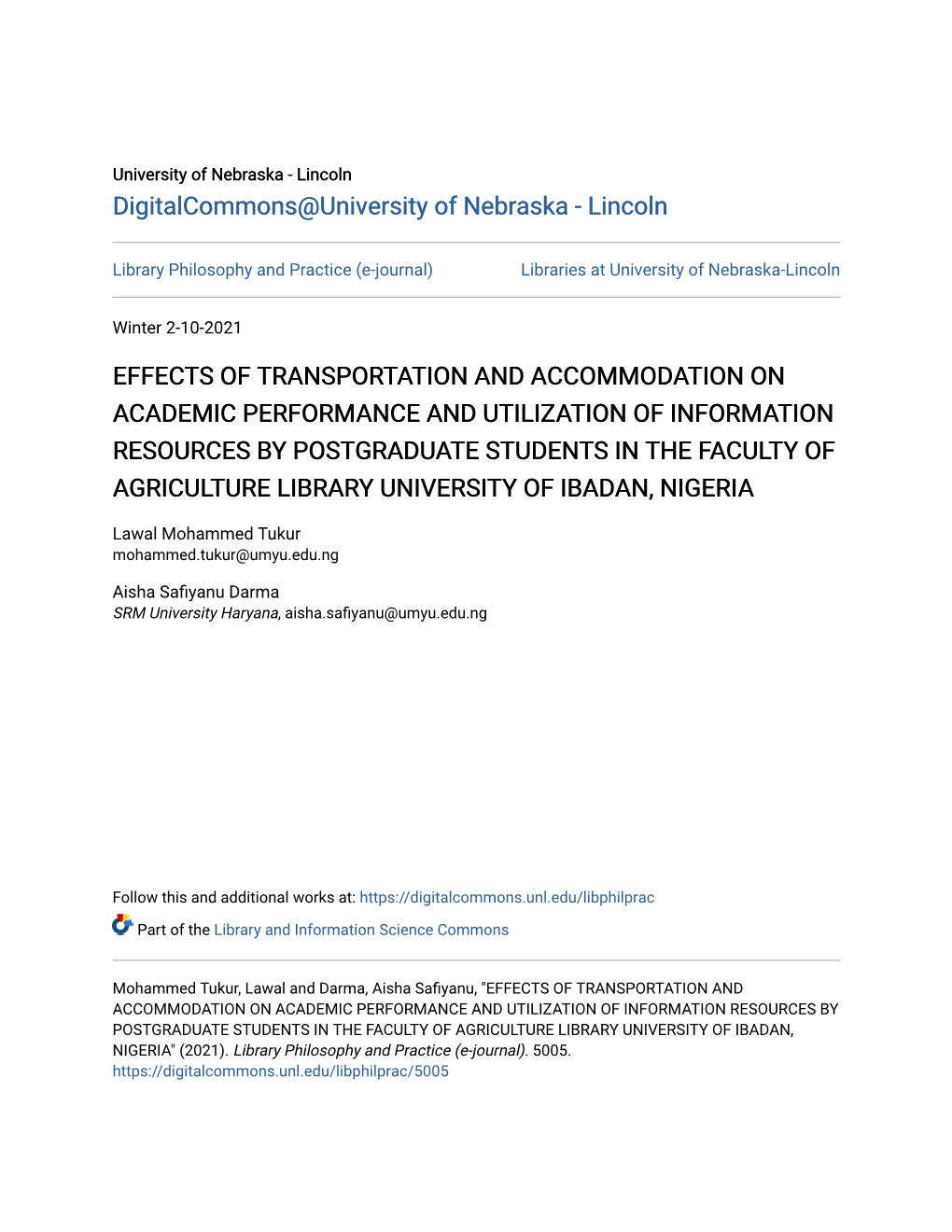Effects of Transportation and Accommodation On