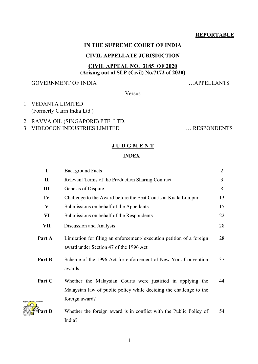 Arising out of SLP (Civil) No.7172 of 2020) GOVERNMENT of INDIA …APPELLANTS Versus 1