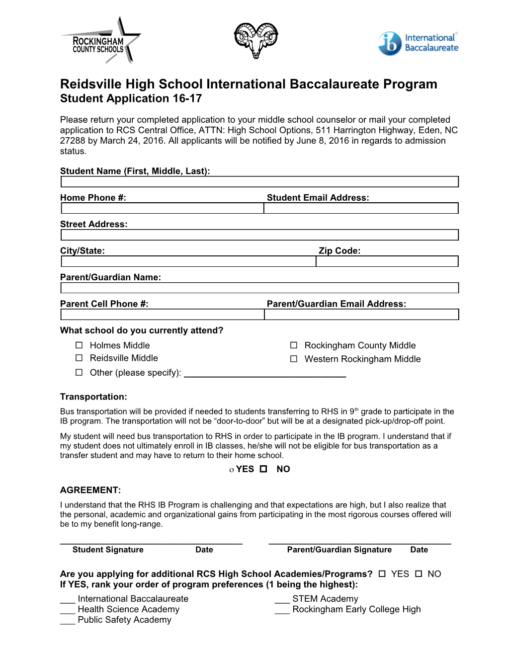 Reidsville High School International Baccalaureate Program