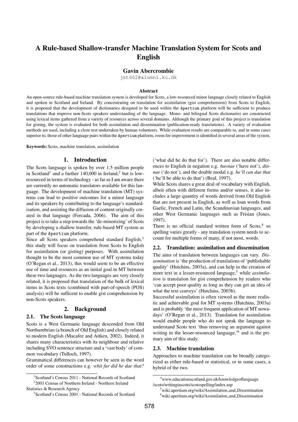 A Rule-Based Shallow-Transfer Machine Translation System for Scots and English