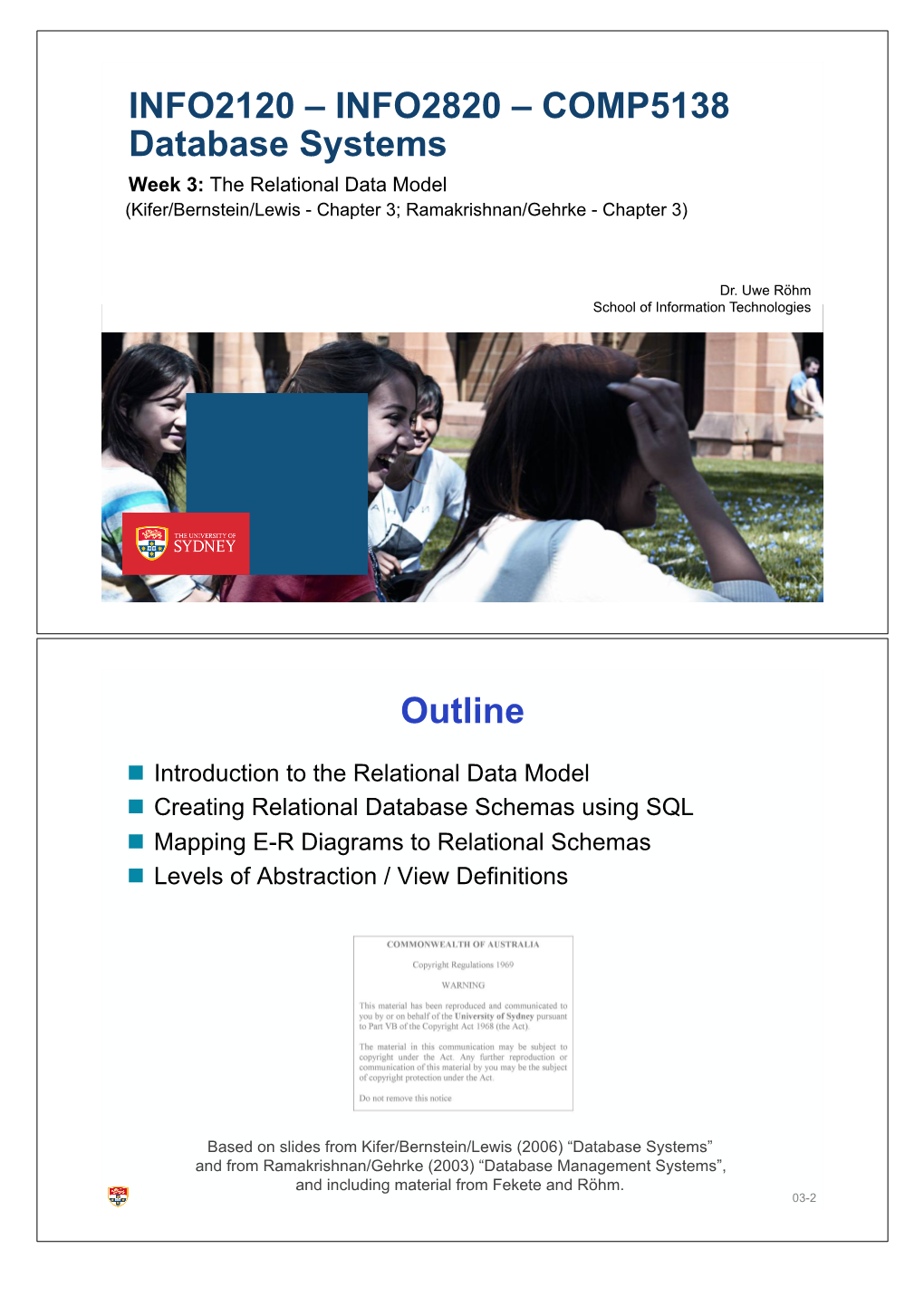 COMP5138 Database Systems Outline