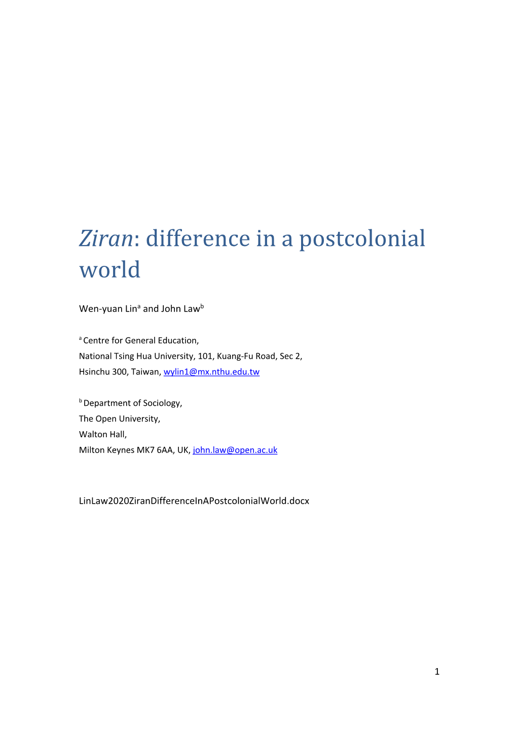 Ziran: Difference in a Postcolonial World