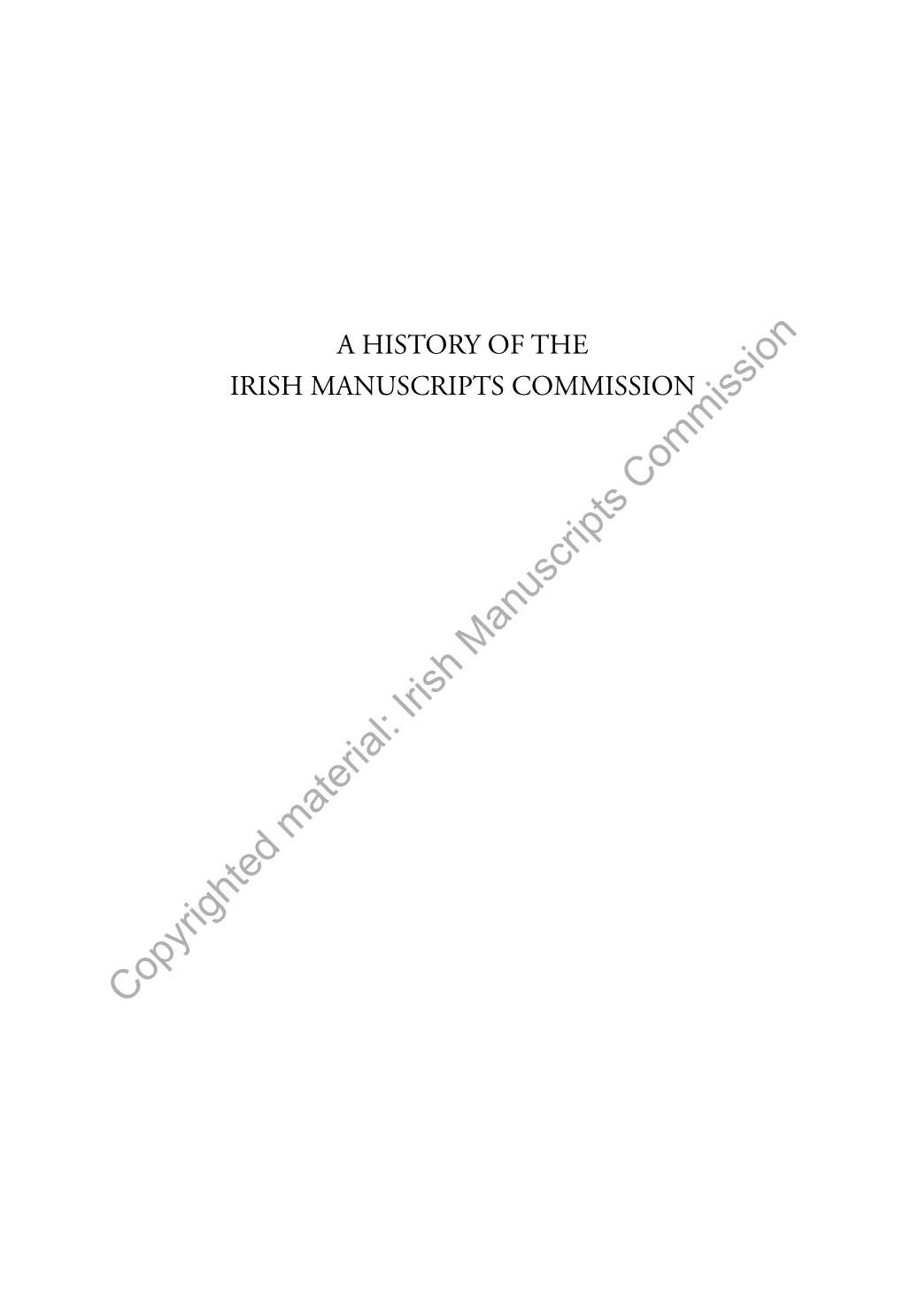 Copyrighted Material: Irish Manuscripts Commission