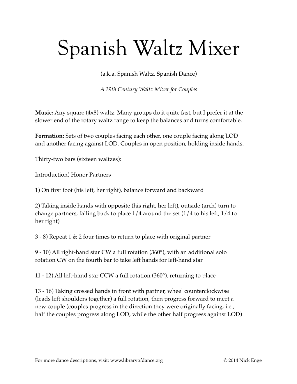 Spanish Waltz Mixer ! (A.K.A