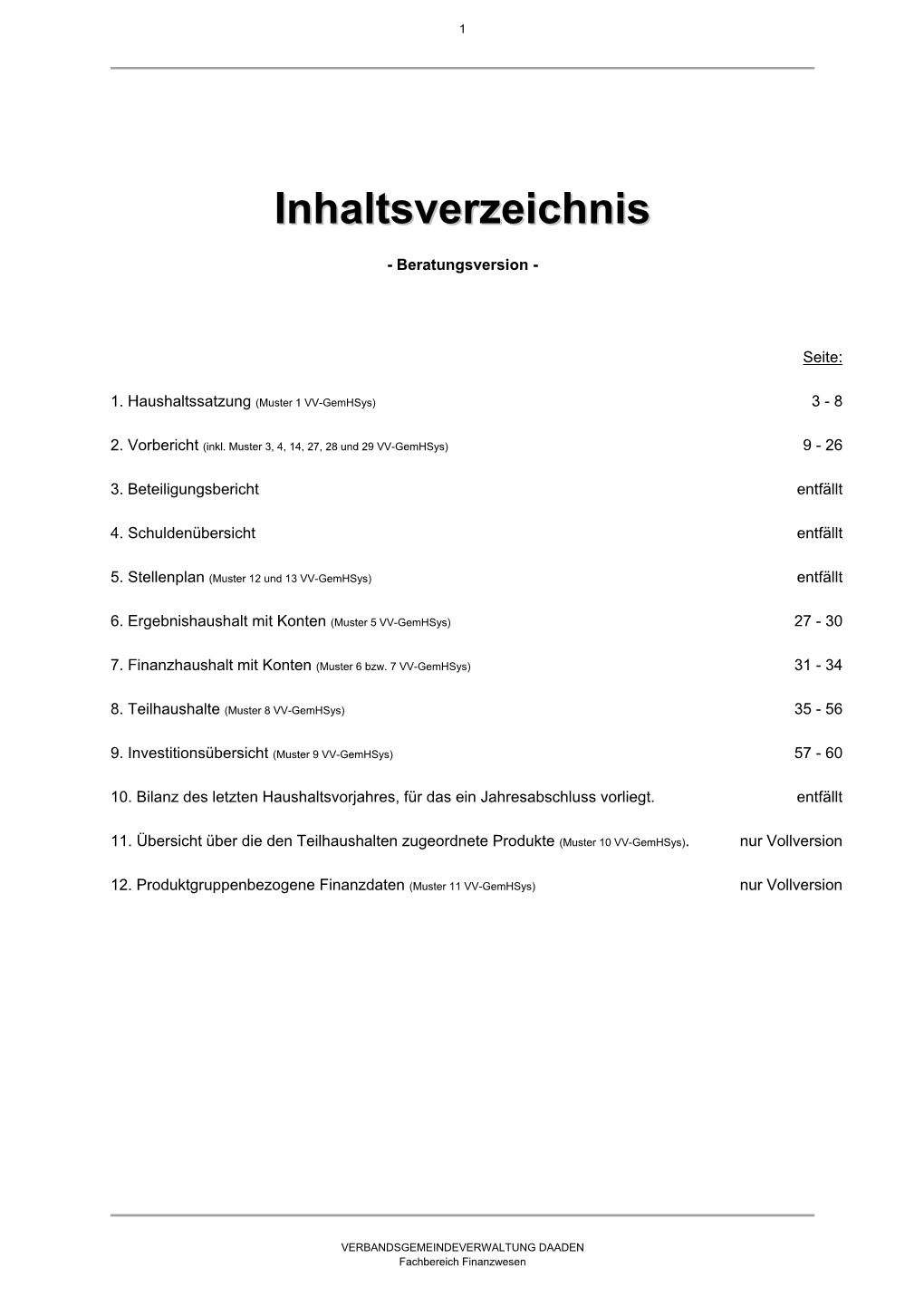 Inhaltsverzeichnis