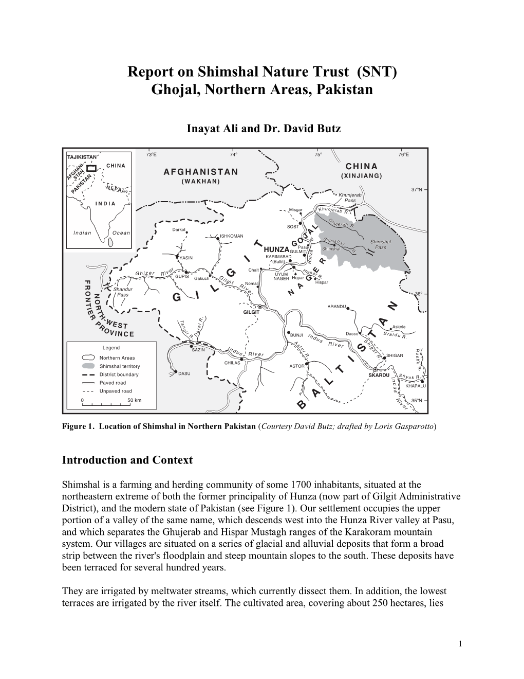 Report on Shimshal Nature Trust (SNT) Ghojal, Northern Areas, Pakistan