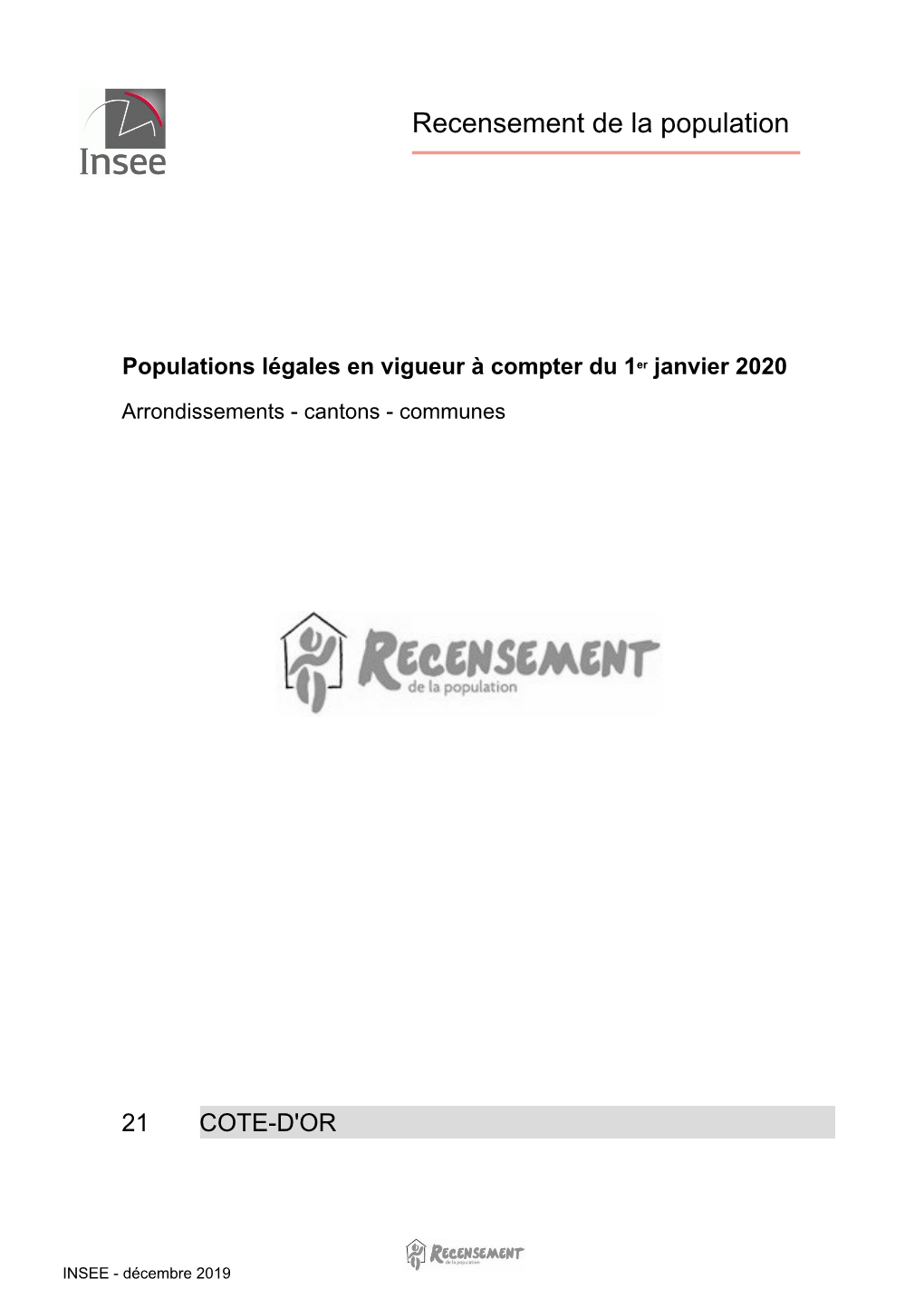 Populations Légales En Vigueur À Compter Du 1Er Janvier 2020