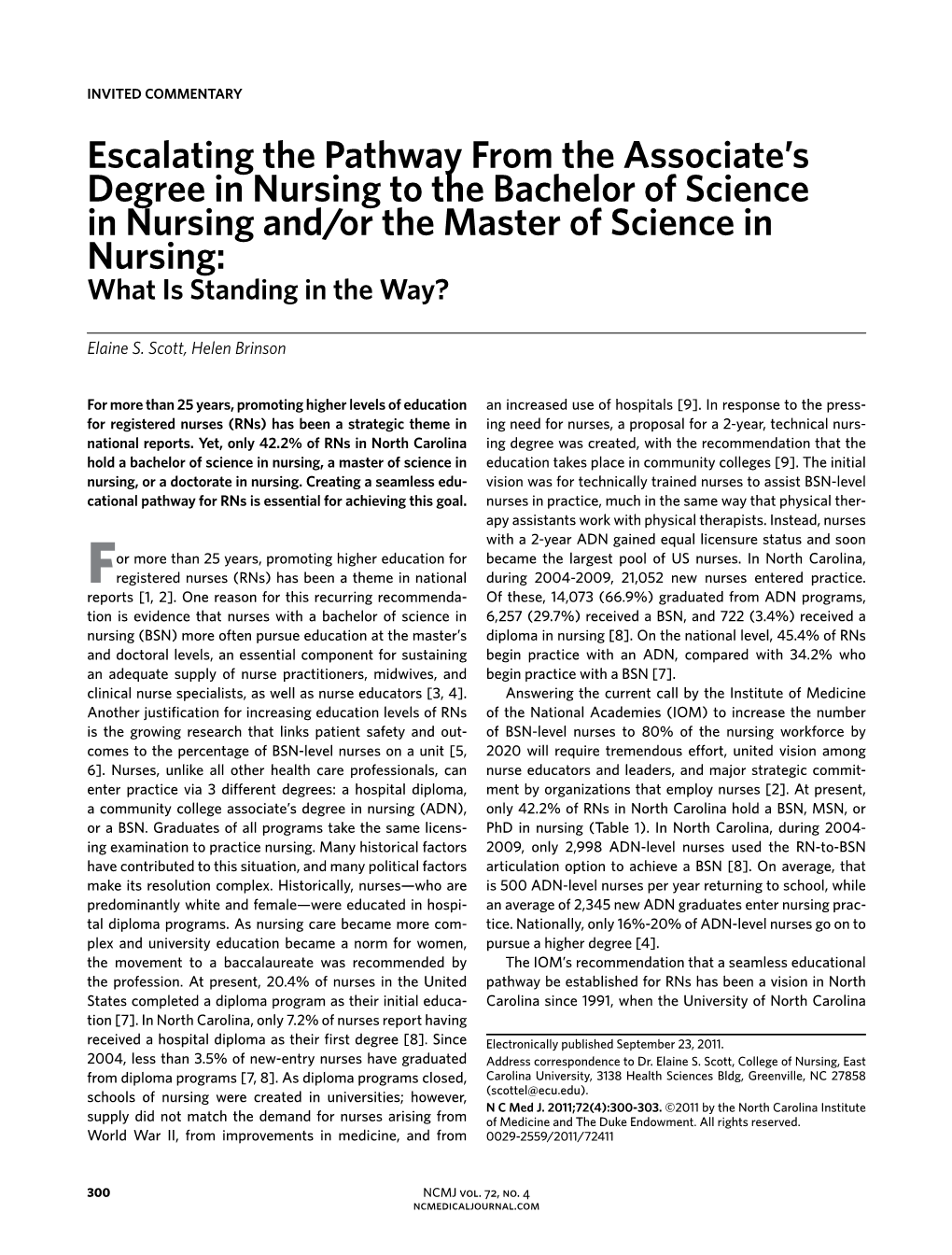 Escalating the Pathway from the Associate's Degree in Nursing To