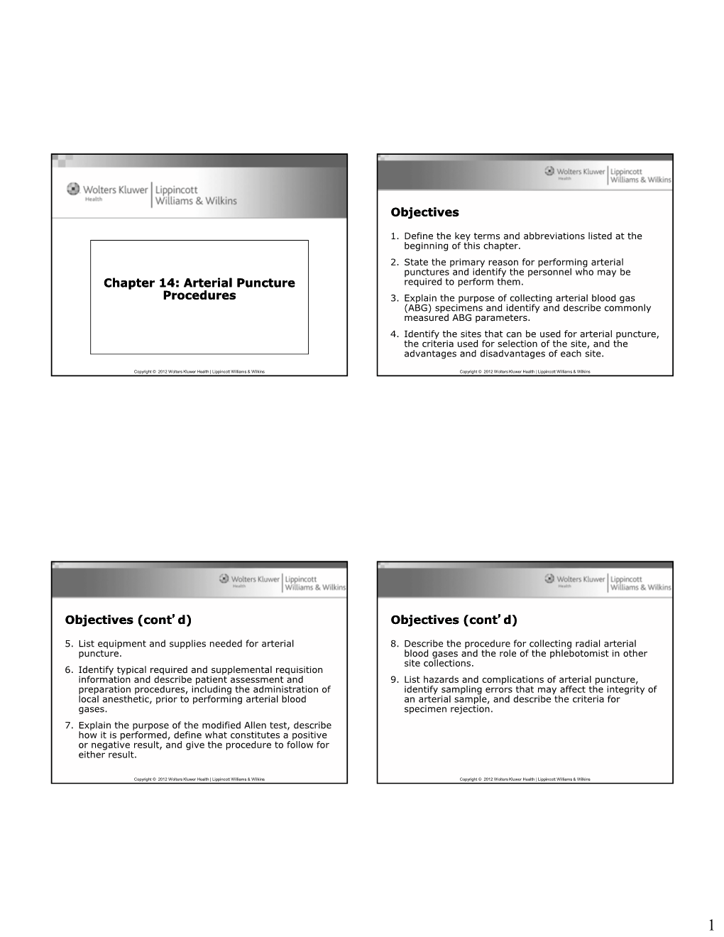 Arterial Puncture Procedures Chapter 14