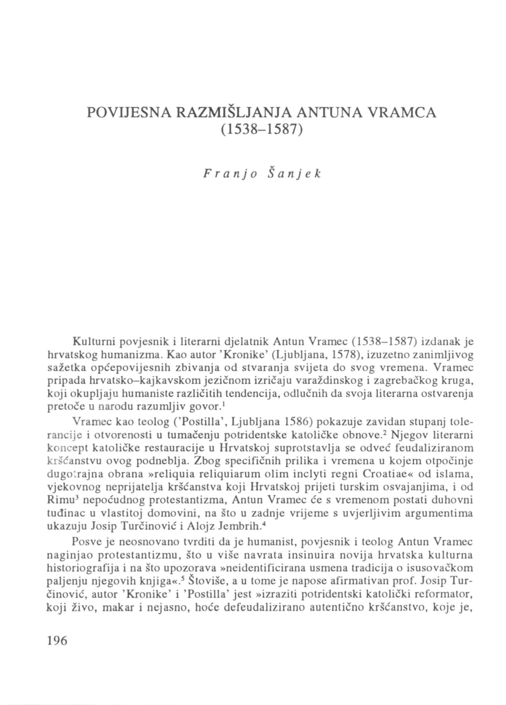 Povijesna Razmišljanja Antuna Vramca (1538-1587)