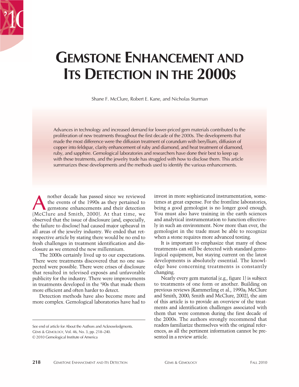 Gemstone Enhancement and Its Detection in the 2000S