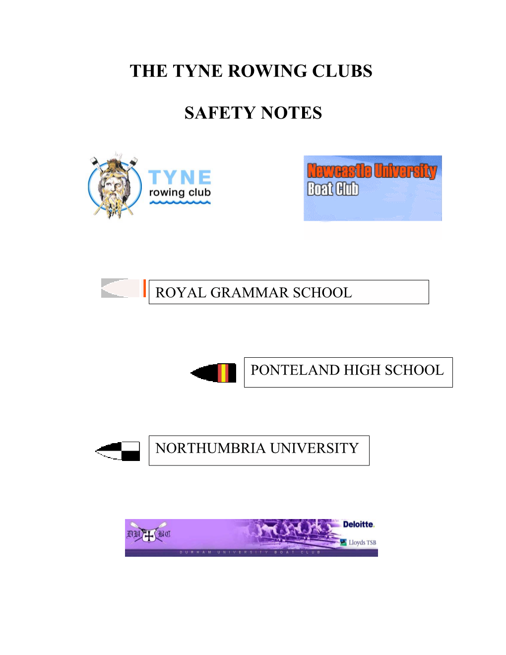 Safety Notes for Rowing Clubs Using the River Tyne