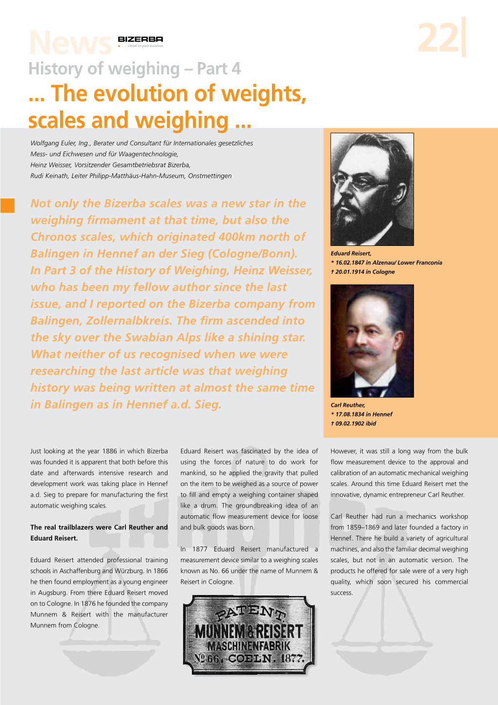 The Evolution of Weights, Scales and Weighing