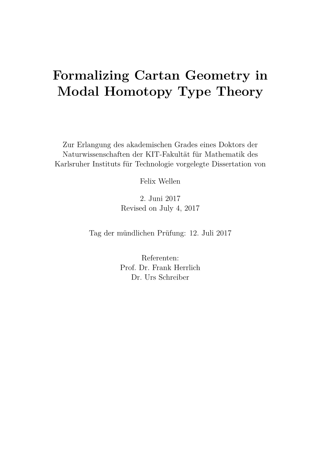 Formalizing Cartan Geometry in Modal Homotopy Type Theory