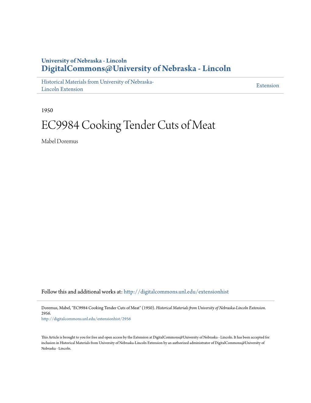 EC9984 Cooking Tender Cuts of Meat Mabel Doremus