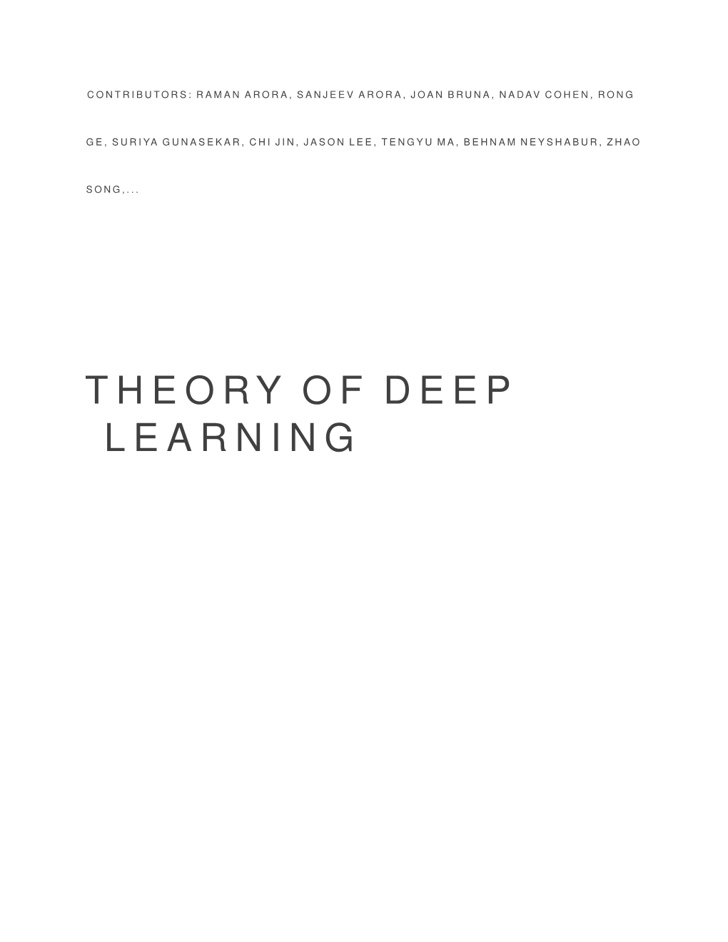 Theory of Deep Learning