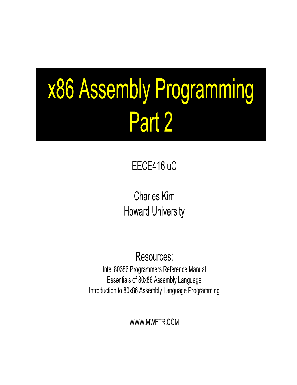 X86 Assembly Programming Part 2