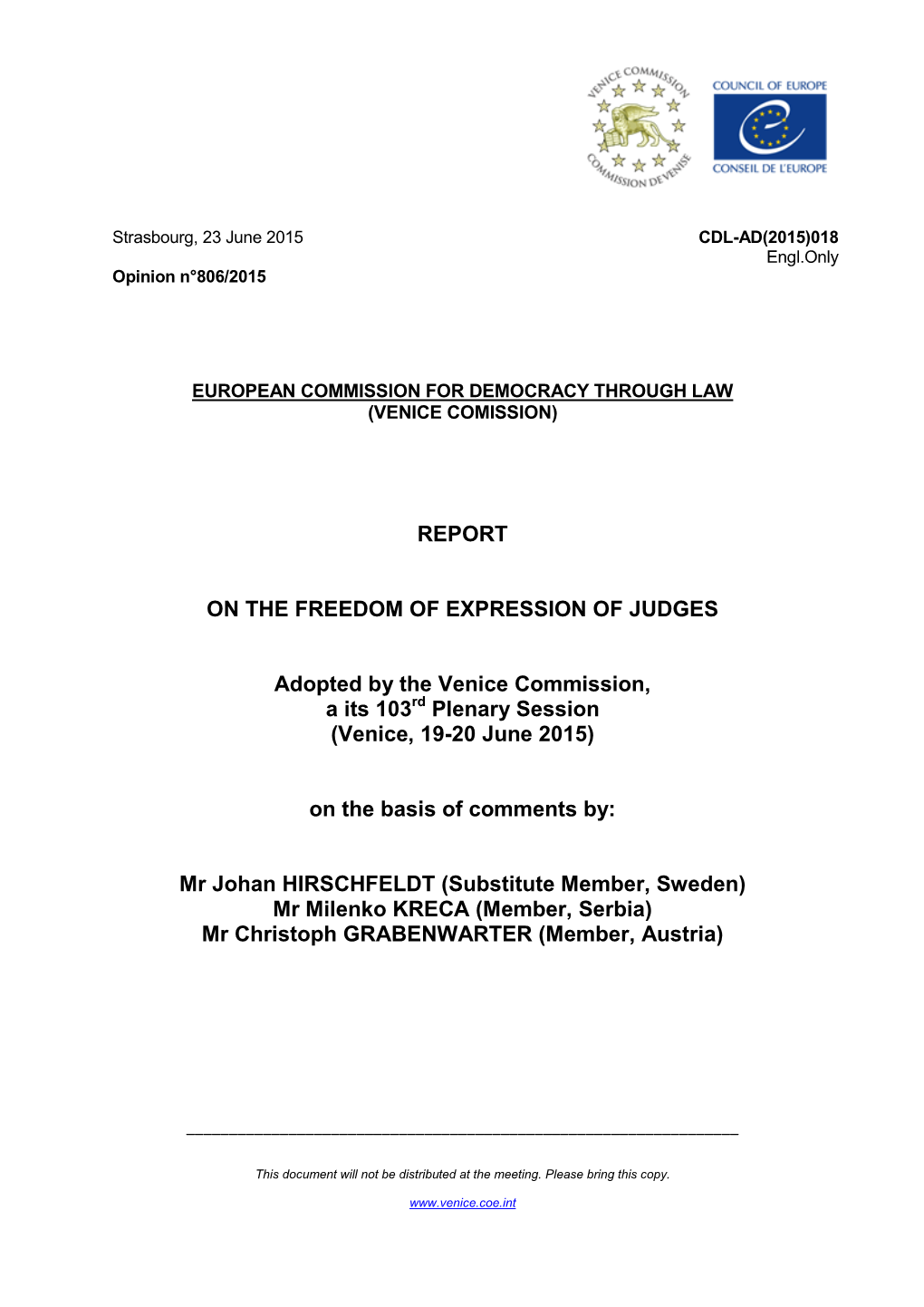Report on the Freedom of Expression of Judges