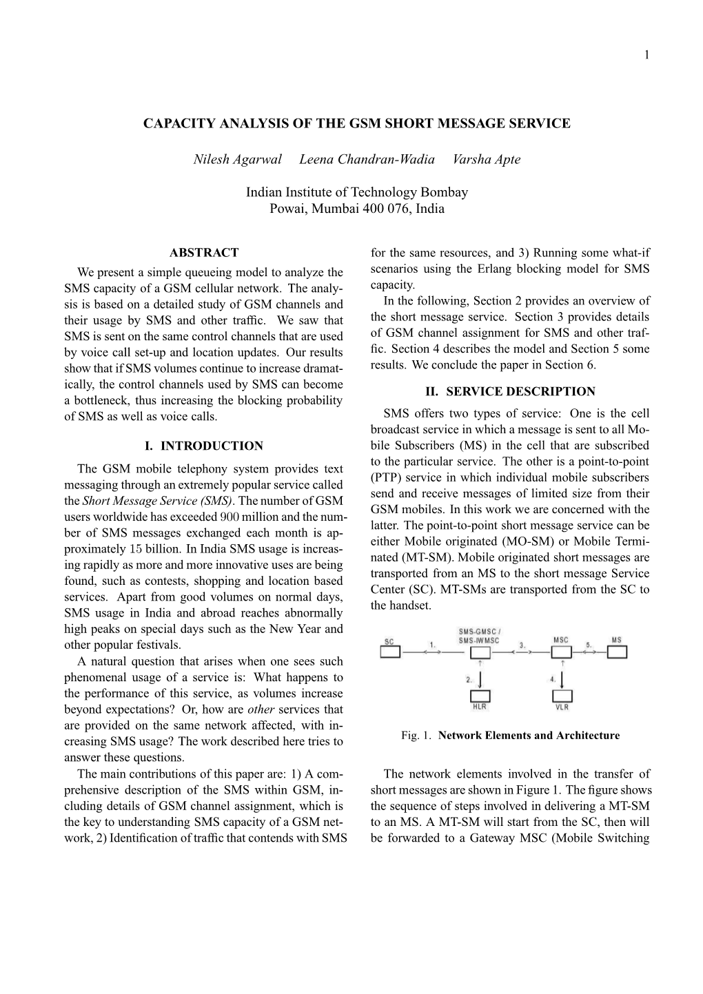 Capacity Analysis of the Gsm Short Message Service