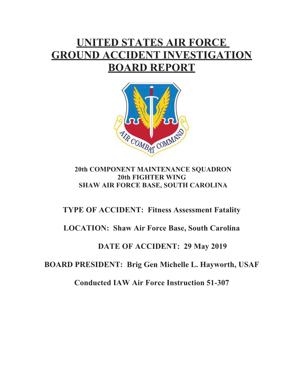 United States Air Force Ground Accident Investigation Board Report