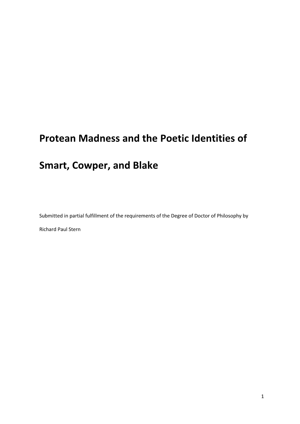 Protean Madness and the Poetic Identities of Smart, Cowper, and Blake