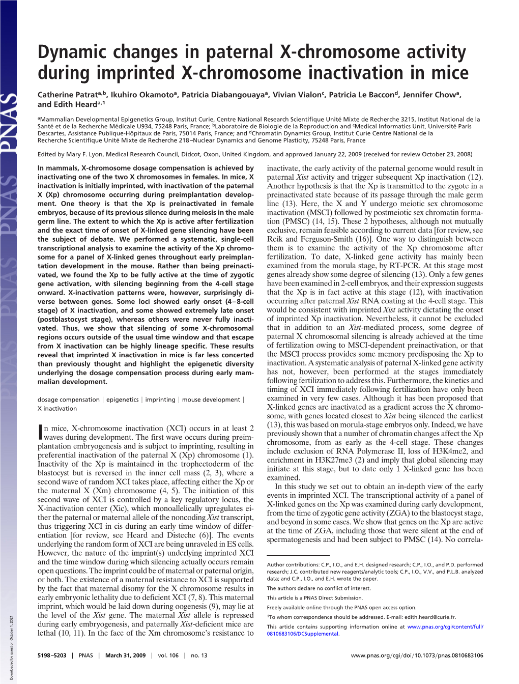 Dynamic Changes in Paternal X-Chromosome Activity During Imprinted X-Chromosome Inactivation in Mice