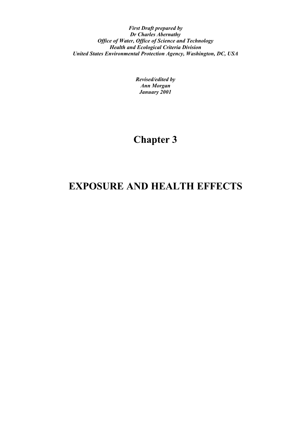 Chapter 3 EXPOSURE and HEALTH EFFECTS