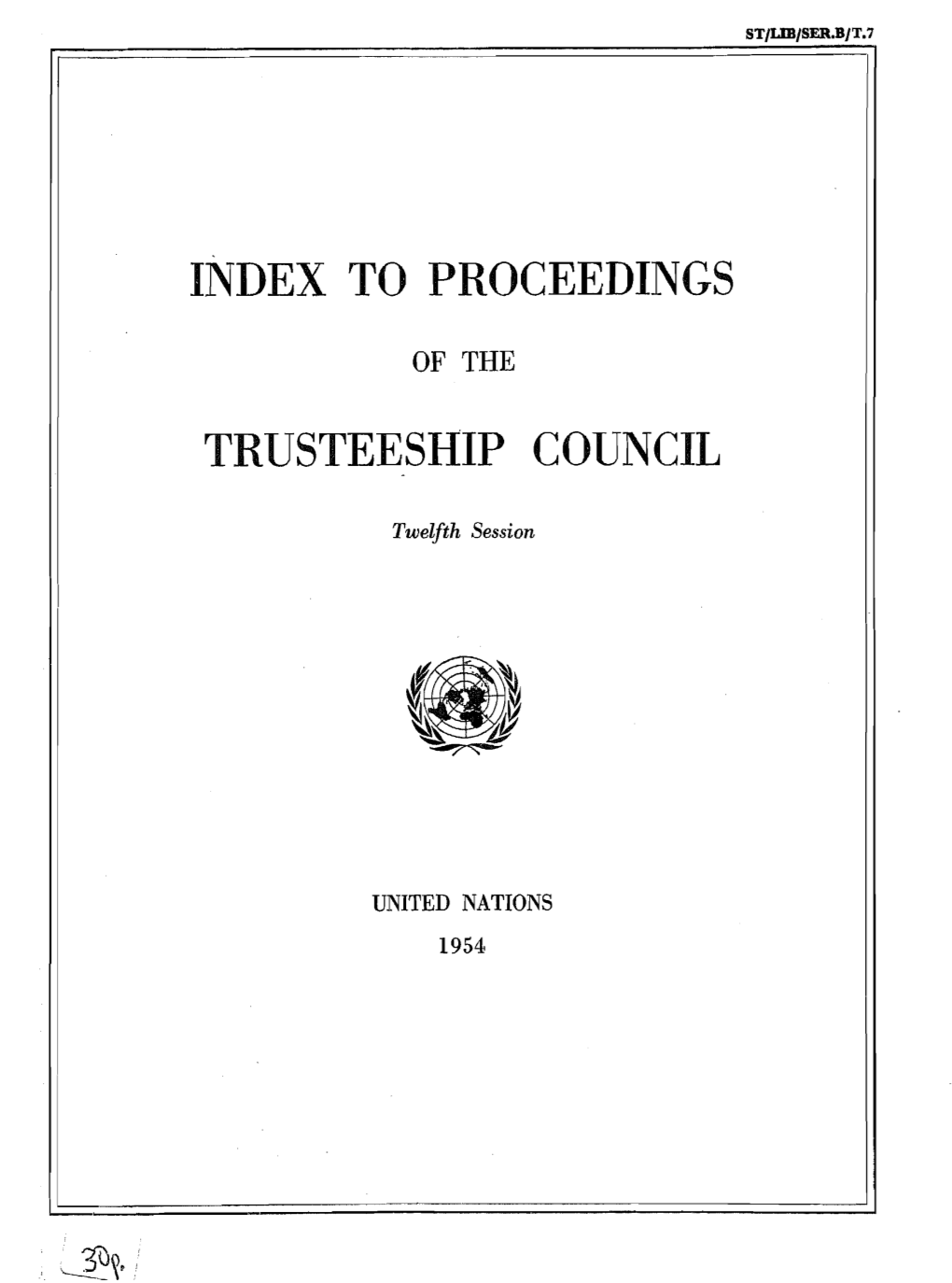 To Proceedings of the Trusteeship Council, 1953