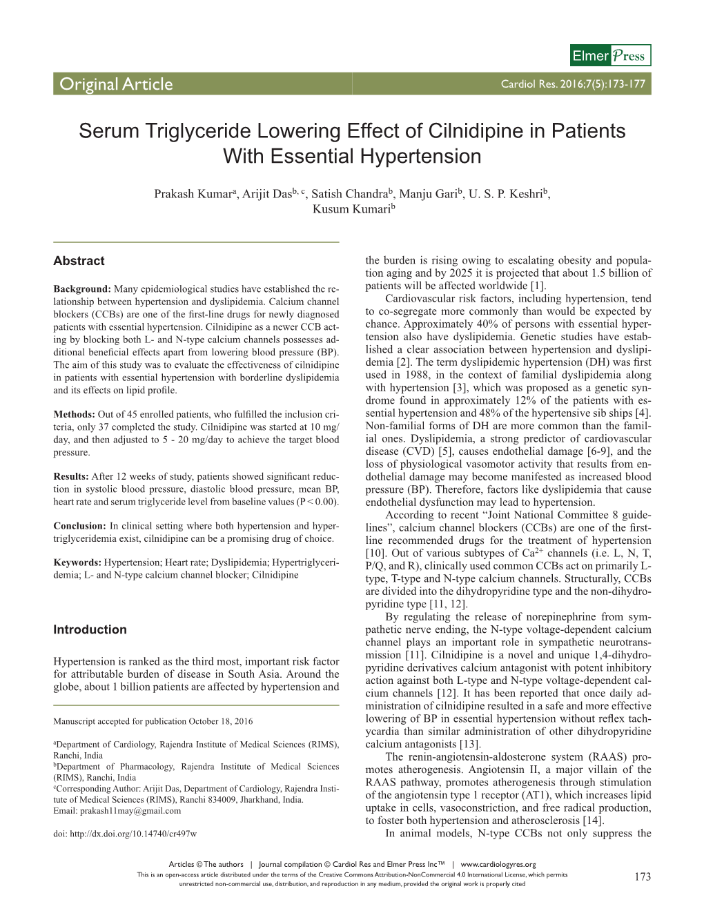 Serum Triglyceride Lowering Effect of Cilnidipine in Patients with Essential Hypertension