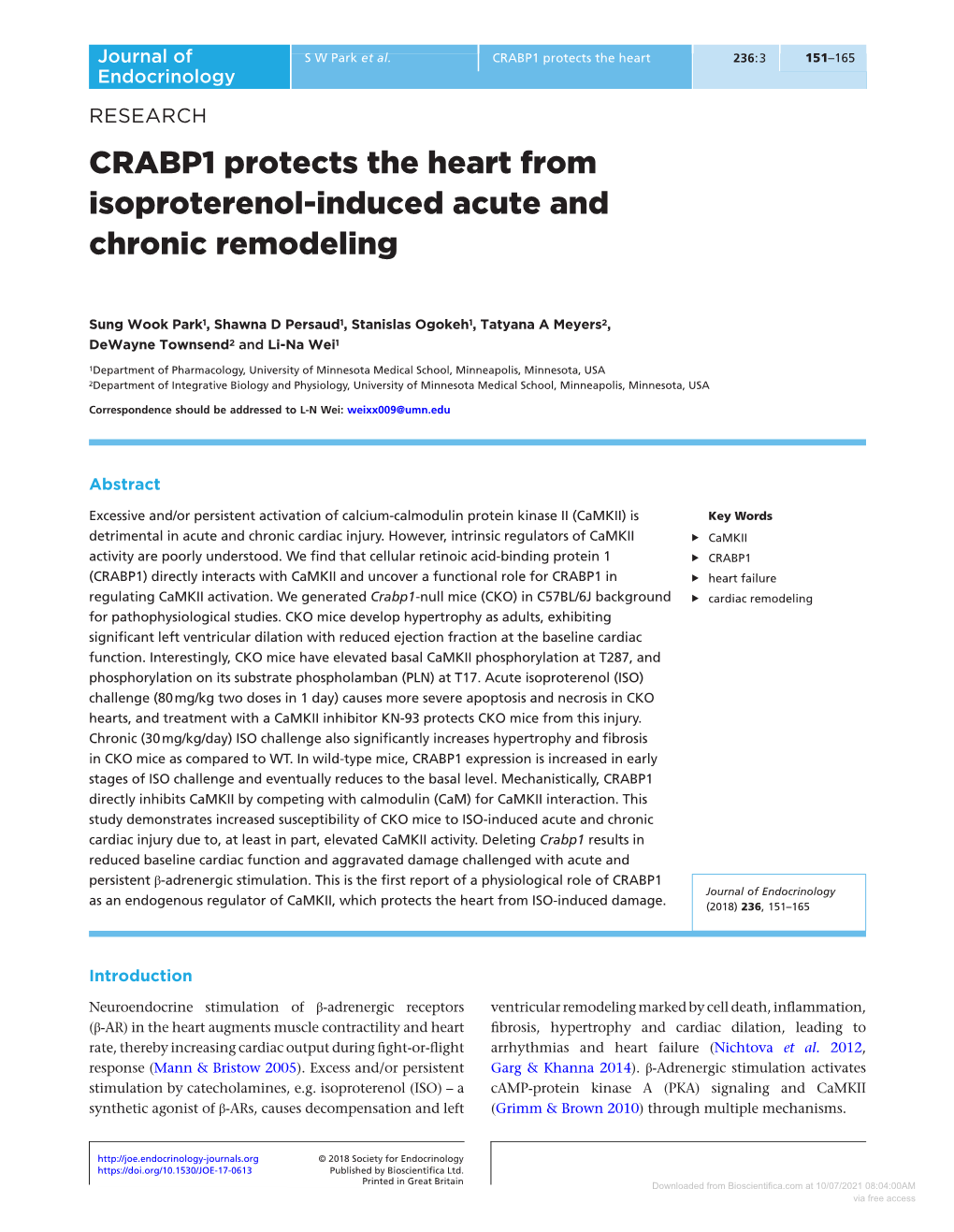 CRABP1 Protects the Heart from Isoproterenol-Induced Acute and Chronic Remodeling