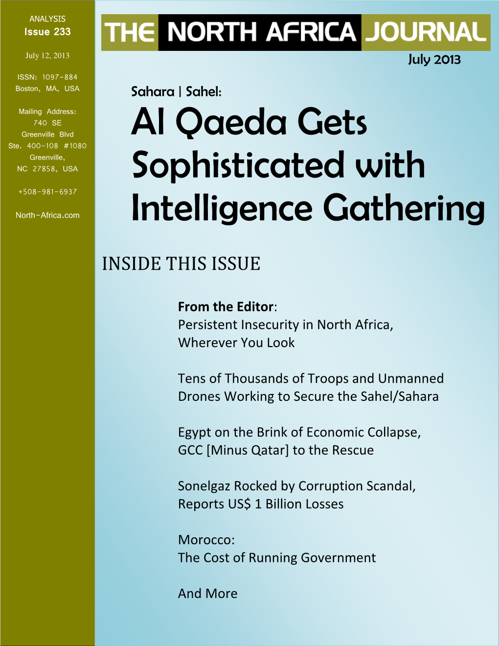 Al Qaeda Gets Sophisticated with Intelligence Gathering, While Algeria Maintains Hard Stance Against Militant Salafists