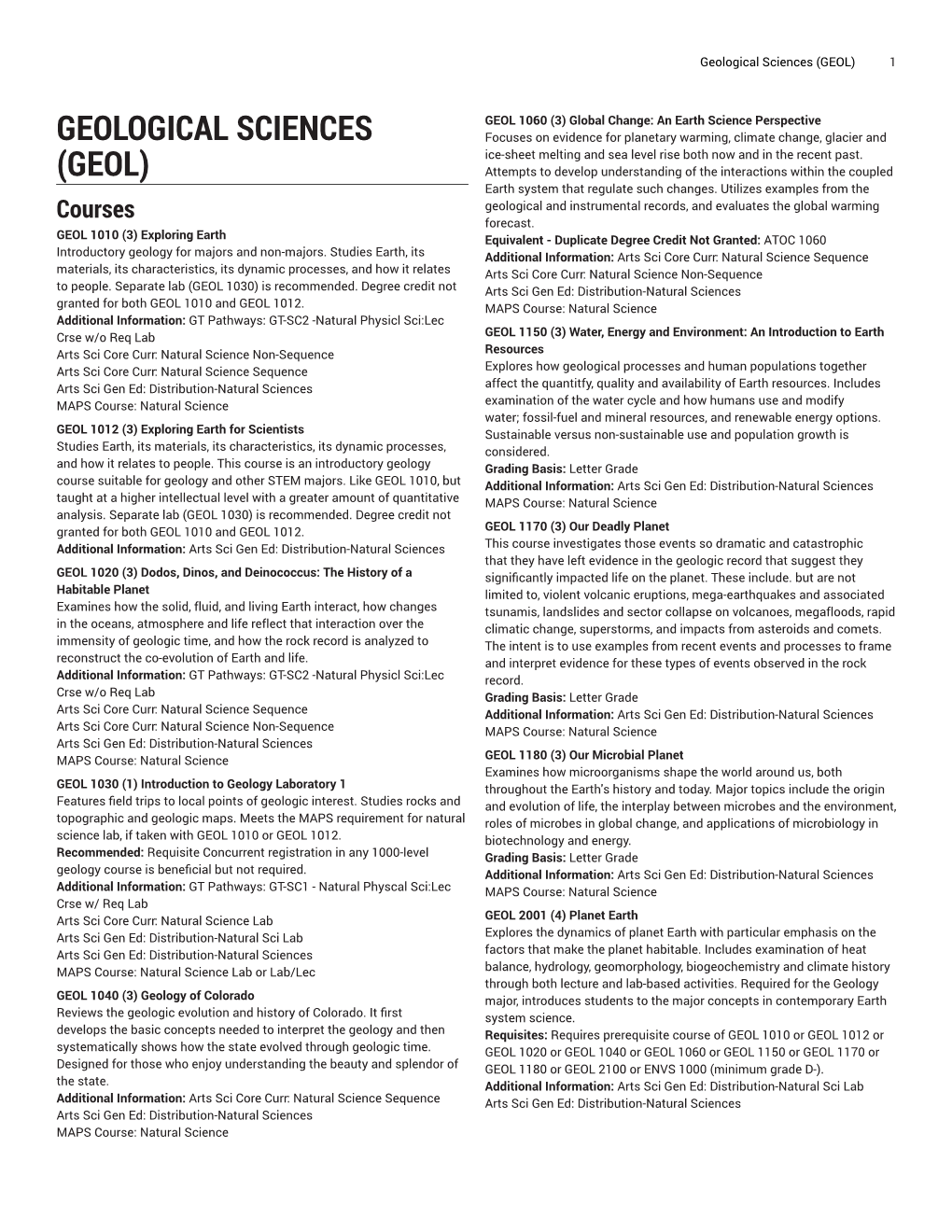 Geological Sciences (GEOL) 1