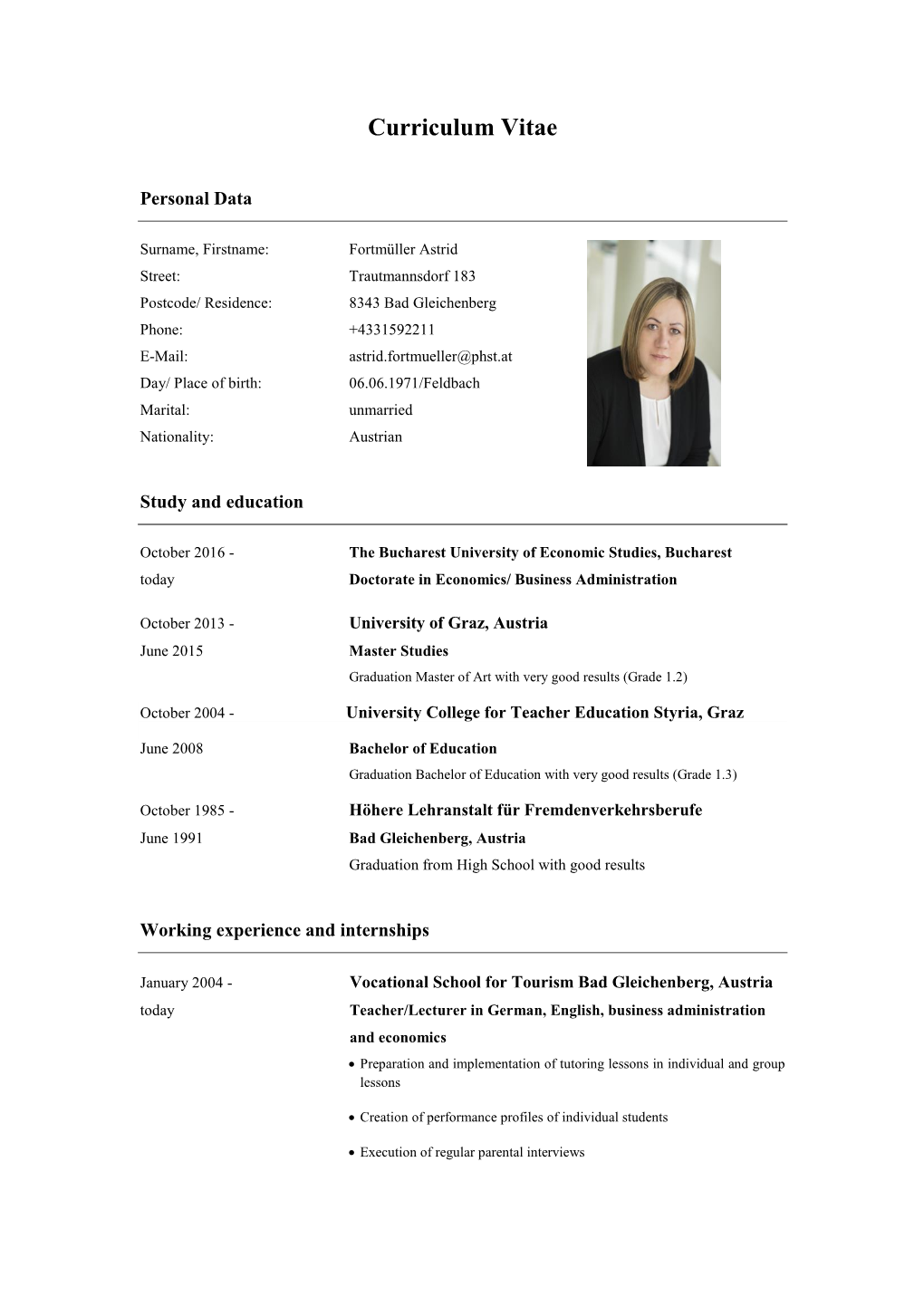 A British Curriculum Vitae