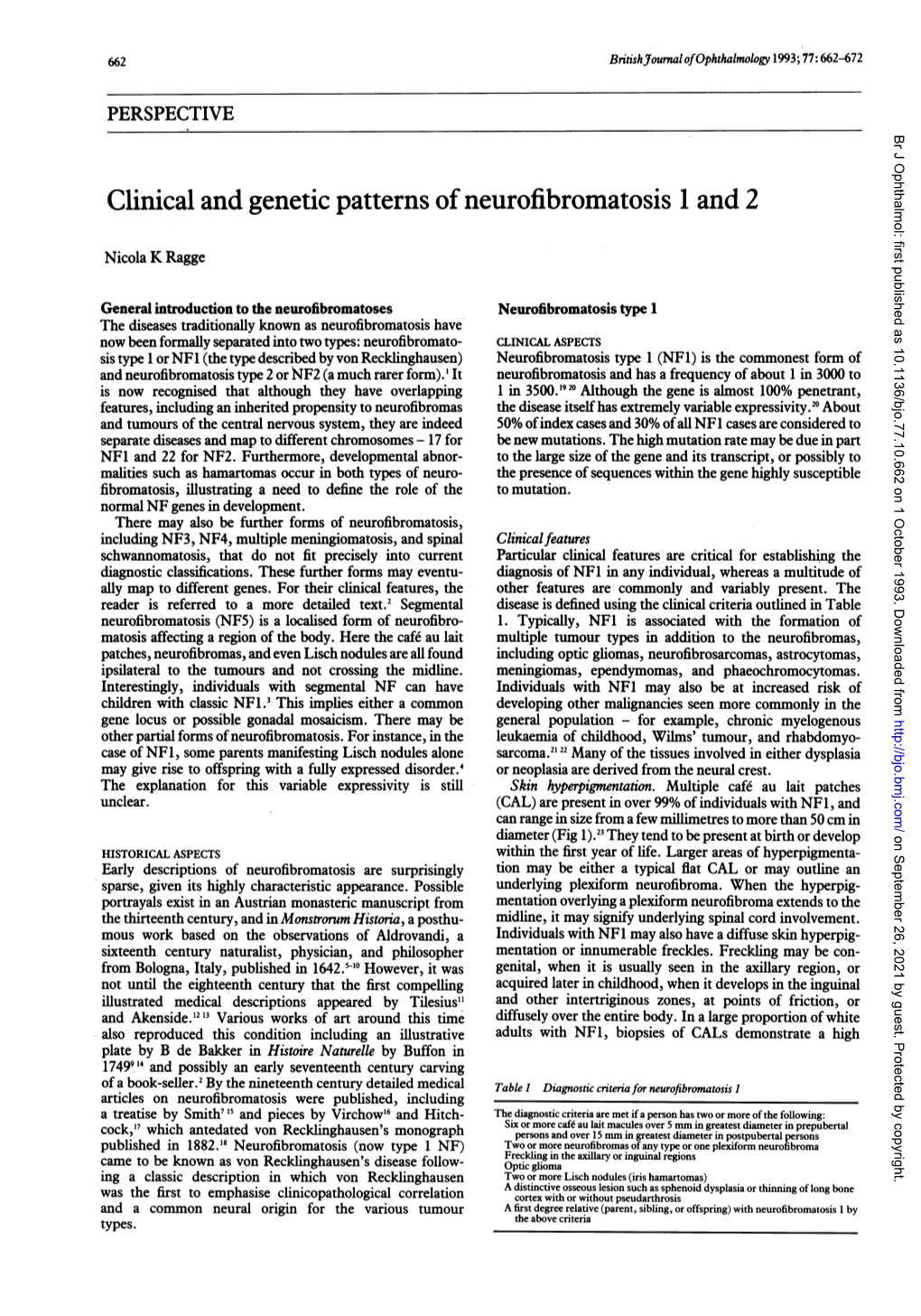 Clinical and Genetic Patterns Ofneurofibromatosis 1 and 2